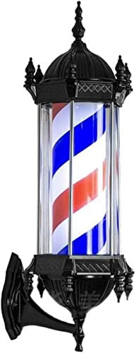 MRLILIN Luz de poste de peluquero Luces intermitentes al aire libre Poste de barbería Luz LED Iluminación al aire libre Rayas giratorias, Peluquería Letrero de peluquería Poste de barbería (A) (B)