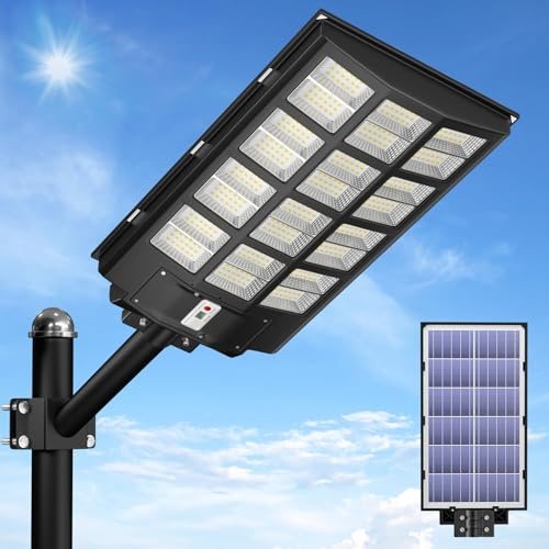 JAYNLT Y-6800W Solarlampen für Außen, 6500K Solar StraBenlaterne mit Bewegungsmelder, IP67 Wasserdichte LED Solar Außenleuchte mit Fernbedienung für Einfahrt, Garage, Straßen