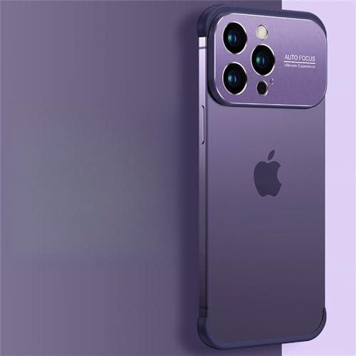 Étui de Protection d'angle de Protection d'objectif de Grande fenêtre pour iPhone 14 13 Pro Max Couverture de téléphone en métal givré Antichoc pour iPhone 13 14 Pro, Violet, pour iPhone 11 Pro