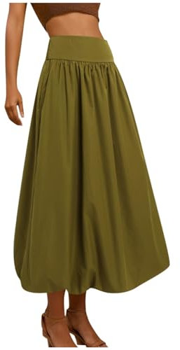 Damen Renaissance Maxirock Elastisch Taille Mittelalter Plisseerock Rock mit Kordelzug Elegante Faltenrock Damen Einfarbige Elegant Boho Blumen Weicher Dehnbarer Langer Sommerrock