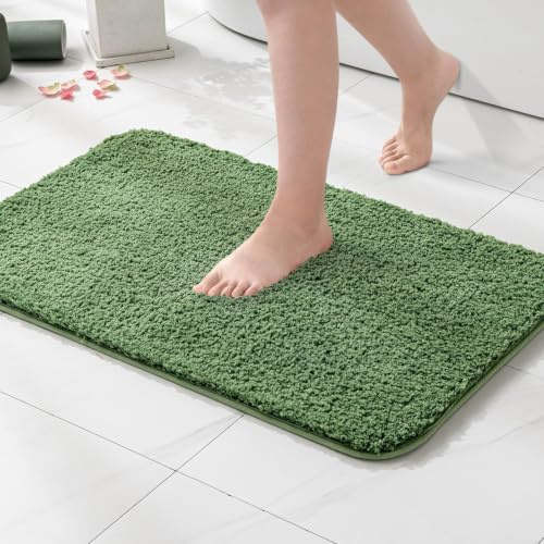 MIULEE Badematte Weiche Badteppich rutschfest Badvorleger Fußmatte Badzimmermatte Bettvorleger Flauschig Teppich Badezimmerteppich Duschmatte für Bade & Wohnzimmer Schlafzimmer 50x80 cm Matcha-Grün