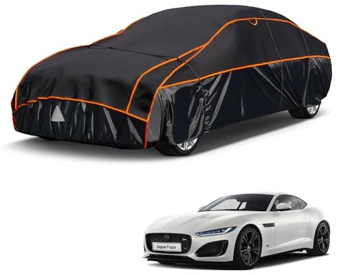 kayme Hagelschutzplane Auto Autoabdeckung Wasserdicht Atmungsaktiv，Hagelschutz Vollgarage Passend für Jaguar F Type（2013-2024, Hagelschutzgarage Abdeckplane für Hagel Sonne Regen Schutz, Schwarz