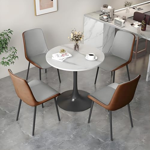 YHWKGZ Kombination aus Empfangstisch und Stuhl, Verhandlungsempfangstische und -stühle, kleine runde Tische, Couchtisch for Geschäftskonferenzräume, geeignet for Lounge(Gray+Brown)