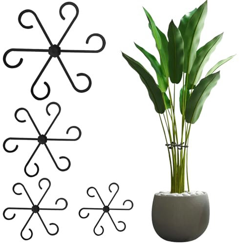 RoserRose Pflanzenstütze Set, 8 Stück Staudenhalter, Blumen, Rosen, Tomaten - Monstera Rankhilfe und Pflanzenhalter - Stützen für Zimmerpflanzen, Stauden und Blumen (Schwarz)