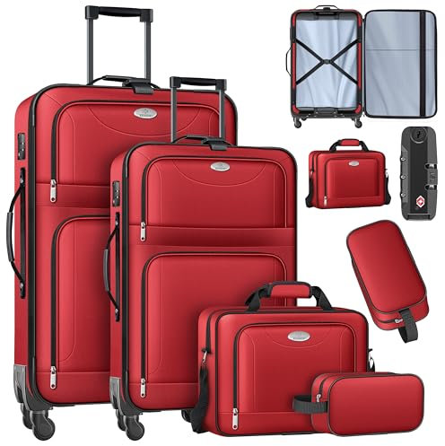 KESSER® Reisekoffer Set 4-teilig | Trolley Kofferset Stoffkoffer mit 3-Ziffern-TSA-Schloss, 360° Rollen & Teleskopgriff | Kosmetiktasche Handgepäck leichter Koffer & große Koffer für Business & Reisen