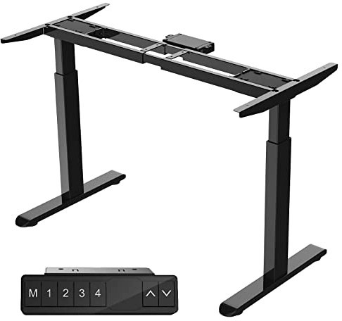 AIMEZO Höhenverstellbarer Schreibtisch Gestell mit 2 Motoren, 2-Fach Elektrisch Tischgestell Höhenverstellbares, Memory Steuerung und Antikollisionsfunktio, Schwarz