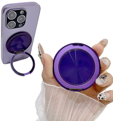 ZYWQ Magnetic Phone Holder, Foldable Phone Grip 360 Rotation Finger Ring Stand, Universal Cell Phone Cradle Kickstand Compatible with All Smartphone Accessories (Style2-Purple)