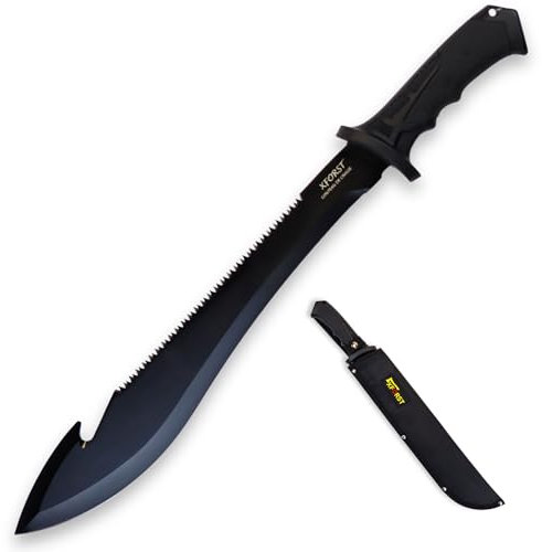 Xforst Machete Mori mit Sägeblatt, gesamtlänge 53 cm. Mit rutschfestem Gummi-Griff und feststehender Klinge. Für Outdoor, Survival und Bushcraft.