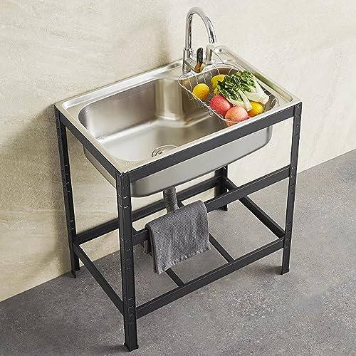 Évier de Cuisine en Acier Inoxydable indépendant, évier de Services publics de Bol Simple pour Une Utilisation intérieure/extérieure, Grande capacité pour Le Garage, la buanderie, Le Jardin et Le re