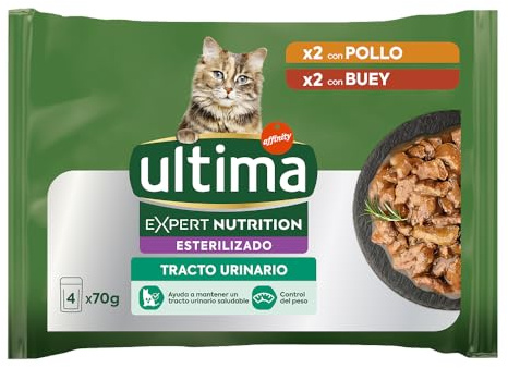 Ultima Expert Nutrition Comida Húmeda para Gatos Esterilizados - Tracto Urinario - Caja de 11 x (4x70g)