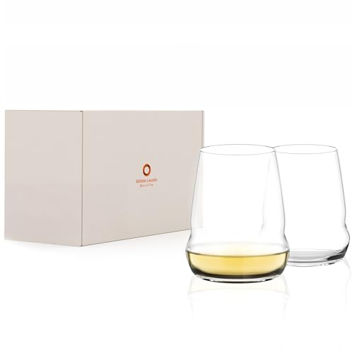 Stölzle Lausitz Cocoon Weißweinbecher Weingläser Kristallglas, 2er-Set | Extravagante Weißweingläser und Weißweinkelche für Weißwein und Aperitifs, aus Kristallglas, stoßfest & spülmaschinengeeignet