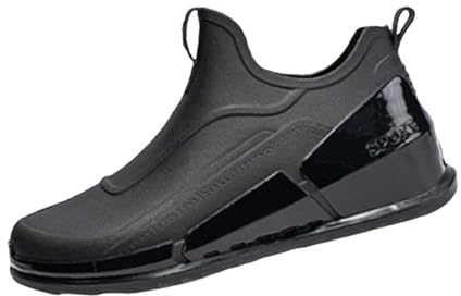 cfpqv Zapatillas de lluvia para hombre, informales, pantalones cortos, botas de agua, tobillo, al aire libre, moda para hombre, zapatos informales, zapatillas de deporte para hombre, Negro , 43 EU