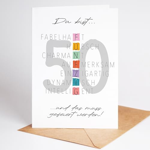 Lovely Cards - Karte zum 50. Geburtstag Frau Mann - Geburtstagskarte Mama - Geschenk 50 Frau - schöne Glückwunschkarte Freundin - Geschenkidee 50 Jahre - A6 (50 Jahre)