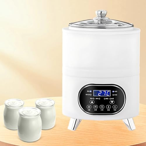SHAHRYAR Yogurtiera Commercialemacchina,Macchina for Yogurt Greco in Acciaio,Design Staccabile,Coperchio Temperato A Vista,per Fermentazione Fatta in Casa E Vinificazione black-8L