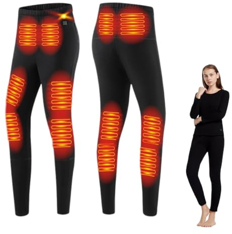 Gueploer Pantalons Chauffants pour Femmes, Leggings Thermiques Électriques À 12 Zones De Chauffage pour La Chasse, Le Ski Et Le Travail.