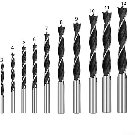 Juego de 10 brocas eléctricas para madera, 312 mm de longitud, vástago redondo, diseño en espiral de madera, acero de alto carbono
