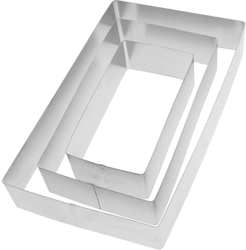 NUOBESTY Juego de 3 Moldes Rectangulares para Mousse de Acero Inoxidable, Cortadores para Pastel y Tiramisú, Utensilios de Repostería Reutilizables para Hornear y Moldear Postres