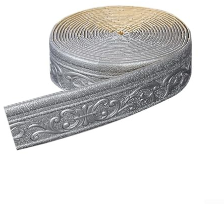 3D-Bordüre, selbstklebend, 10 m, Sockelleiste, Schaumstoff-Deckengesims, Dado-Schiene, Wandkantenleiste für Heimdekoration, Weiß (Grau)