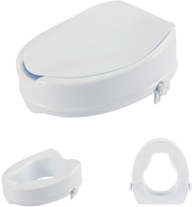 Erhöhter Toilettensitz für Erwachsene, Toilettensitzerhöher Senior WC-Aufsatz 13 cm, mit Deckel, für ältere Menschen und eingeschränkte Mobilität, einfache Montage und Reinigung