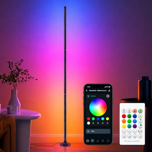 LED Lampada da Terra RGB per Soggiorno 120cm, Controllo APP e Telecomando | Lampade Angolari Dimmerabili con 16 Milioni di Colori, Sincronizzazione Musicale, Modalità DIY e Funzione Temporizzazione