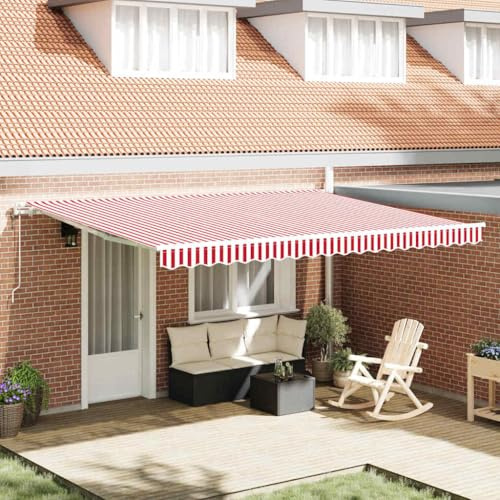 Tenda da sole motorizzata per esterni, 450 x 300 cm, in poliestere idrorepellente con rivestimento in PU, tenda elettrica estensibile per terrazza, con manovella manuale