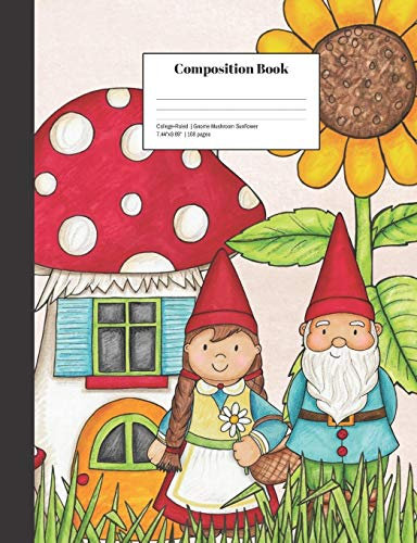 Composition Book College-Ruled Gnome Mushroom Sunflower: School Classroom Notebook