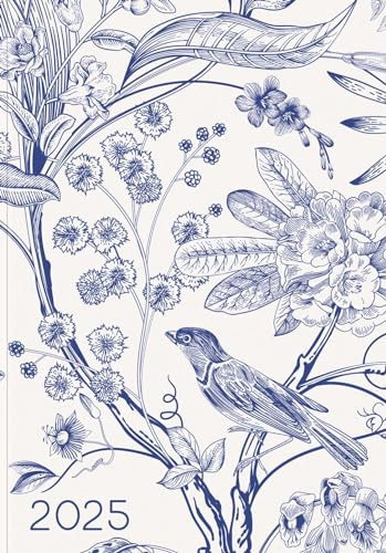 Lady-Timer Blue Garden 2025: Buchkalender - Terminplaner. 1 Woche 4 Seiten. Format: 10,5 x 14,8 cm