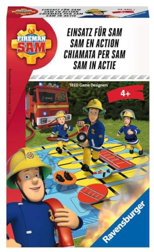 Ravensburger 23430 - Feuerwehrmann Sam: Einsatz für Sam, Mitbringspiel für 2-4 Spieler, Kinderspiel ab 4 Jahren, kompaktes Format, Reisespiel, Brettspiel