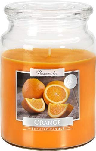 BISPOL Große Duftkerze im Glas mit Deckel Brennzeit ca. 100 Stunden, Duftkerzen, Vanille, Lavendel, Orange, Zimt, Duft Candle, Duftkerze, Duftkerzen (Orange Duft)