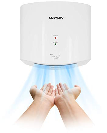 anydry 2630S Kompakter Händetrockner,Automatischer Elektrischer Händetrockner für Wandmontage,Für Gewerbliche oder Private Zwecke,Händetrockner für Toiletten.1400-1650W.(Weiß)