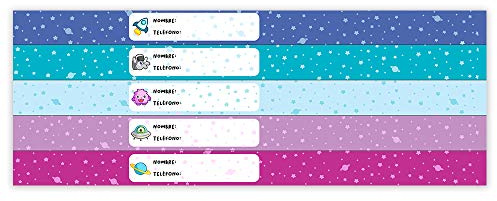 Pulsera Identificativa Para Niños Personalizable. Resistente al Agua. 5 Unidades. Modelo: Galaxia
