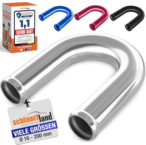 180° ALU-ROHRBOGEN AD-Ø 16mm silber Alurohr poliert & gebördelt | AUSWAHL FARBEN & GRÖSSEN | Alu-Rohr-Bogen DIN EN T6063 Grad Aluminium Rohr Winkel Motor KFZ LLK Bogen Turbo Schlauch-Verbinder