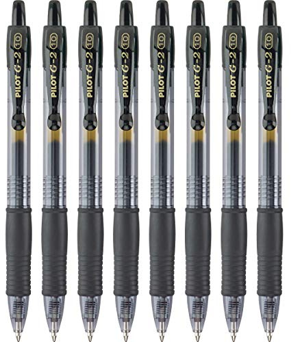 Pilot G2 Premium Gelschreiber, nachfüllbar und einziehbar, mit feiner Spitze, Schwarz, 8 Stück (15316)
