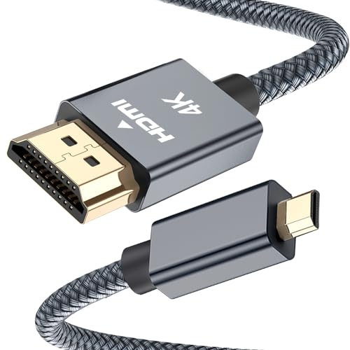 RUXELY Cable Micro HDMI A HDMI 2M, 4K 60Hz Trenzado Nailon para Raspberry Pi 4 4b, Gopro Black Hero 7 6 5 4, Cámara Sony A6000 A6300, Nikon B500, Lenovo Yoga 3 Pro 710, Canon, 3D Arc