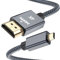 Cavo Micro HDMI a HDMI 2M,Cable Tipo D Supporta 4K@60Hz per Raspberry Pi 4 4b,GoPro Black Hero 8 7 6 5,Fotocamera Sony A6000,Nikon B500,Lenovo Yoga 3 Pro 710,Canon,Panasonic Fotocamere,Laptop