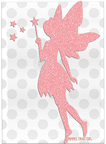 GLITZER Bügelbild XL Elfe Fee Sterne 21 cm Aufbügler Applikationen Bügelsticker für Stoffe Textilien Kinder zum Aufbügeln Flicken, Farbe:Glitzer lila