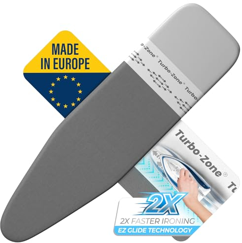 Bartnelli Ironing Board Cover and Pad, Made in Europe with New Patent Technology | 54x15 Iron Board Replacement Cover Featuring Park & Turbo Zone, Scorch Resistant 100% Cotton Thick Layered Top