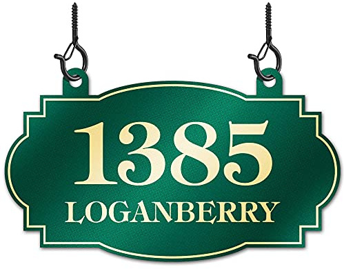 Hanging Address Sign, Mailbox Numbers House Address Plaque, Indoor/Outdoor Use, 8x13 Inch, 22 Colors, Reflective Option, USA Made by My Sign Center (Victorian)