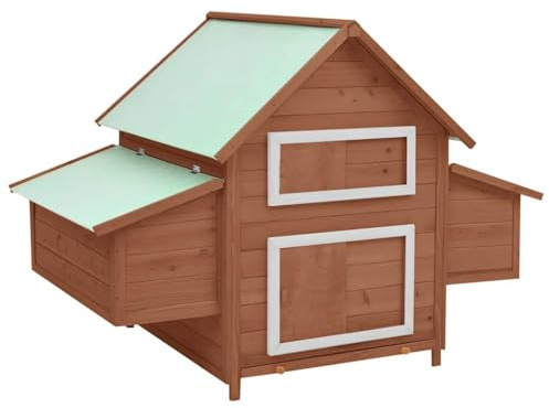 vidaXL Hönshus mocka och vit 150x96x110 cm massivt granträ, hönsburar, kycklingburar, hönsgård, kycklingbur, kycklinghus, hönsgårdar, värprede