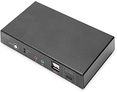 DIGITUS KVM-Switch, 2-Port, 4K30Hz, USB-C/USB/HDMI in, HDMI Out, Netzwerk