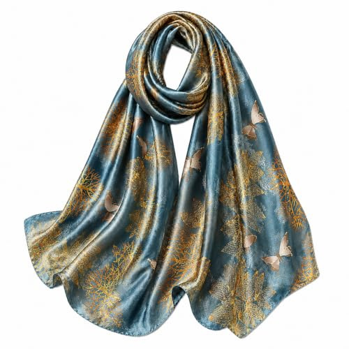 FAIRYGATE Schal Damen Blau Halstuch Damen Seide Halstücher Kopftuch Bandana Halstuch Seidentuch Drucken Tuch Kopftuch Seide 83029