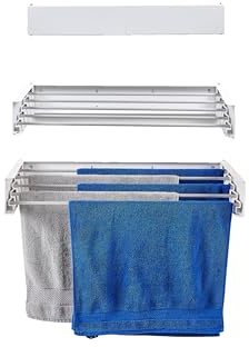 nebu! Wäscheständer zur Wandmontage klappbar aus Metall Indoor & Outdoor 70cm (Weiß)