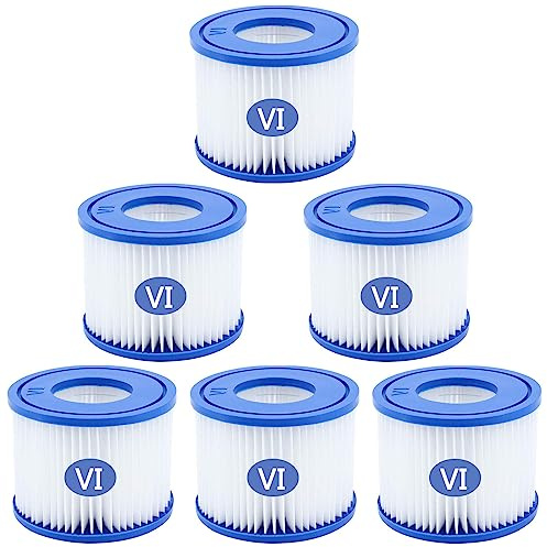 6 Stück Filterkartusche Typ VI Pool Filter für Bestway Lay Z Spa Hawaii | Filterkartuschen Poolfilter VI Whirlpool Ersatz Filter für Miami Vegas Monaco Palm Springs MSPA