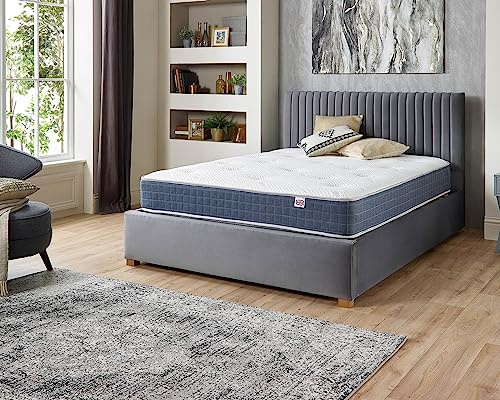 Aspire Beds Doppelseitige Cashmere-Doppelbettmatratze mit Taschenfederkern und 1000 Taschenfederkernmatratze, 23 cm, Blauer Rand