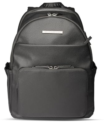 Kenneth Cole Unisex's Double Compartment Vegan Leather Womens Laptop Marley Backpack, Black, 15