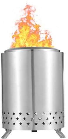 Aoresac Mini foyer de table, sans fumée, mini cheminée portable pour l'intérieur et l'extérieur, fonctionne avec des granulés ou du bois, en acier inoxydable