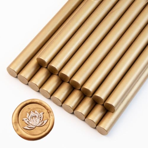 Sello de Cera, Ioggtser 16 Barritas de Cera para Pistola de Pegamento, Sticks de Cera para Invitaciones de Boda, Tarjetas, Sobres(Brown)