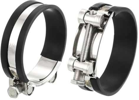 sourcing map 2Pcs T-Bolt Hose Clamp Working Range 80-85mm Rubber Cushioned Intake Intercooler Clamps Adjustable Tube Clamps for Tubes Pipes