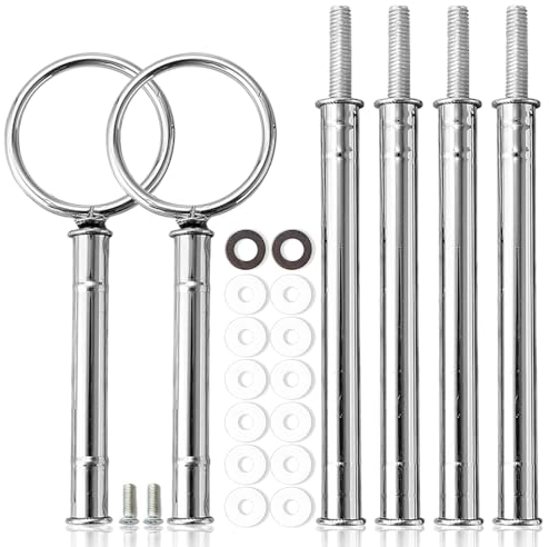 FEMONGY Tiges pour Stand à Gâteaux, support gateau, presentoir a gateau, 2 ensembles daccessoires à étages 3 étages pour supports à gâteaux à étages, gâteaux avec vis et rondelles (argent)