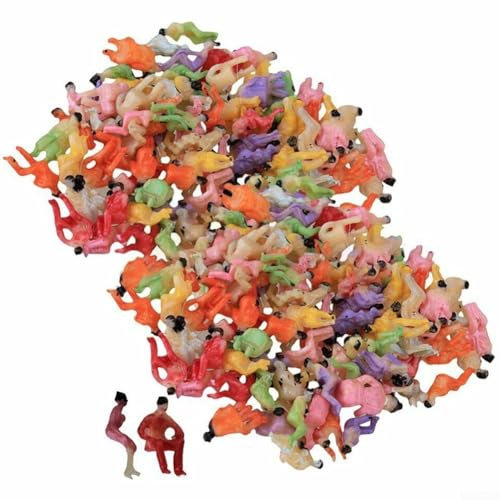 200 Stück bunt sitzende bemalte Modellfiguren im Maßstab 1:100, für langlebiges Kunststoffmaterial, verbessern Sie den Realismus Ihrer Modelleisenbahn-Szenen und Outdoor-Landschaften